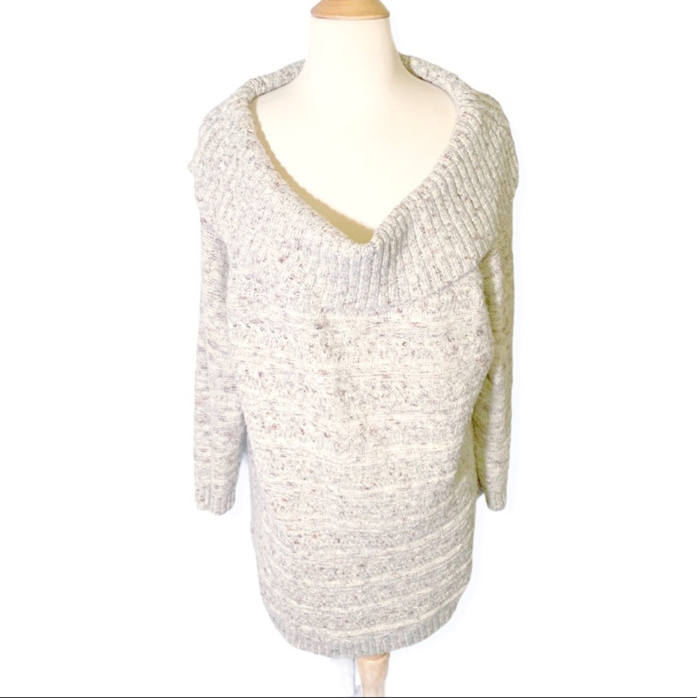 CB Woman Off the Shoulder Cream Sweater Tunic, 2X